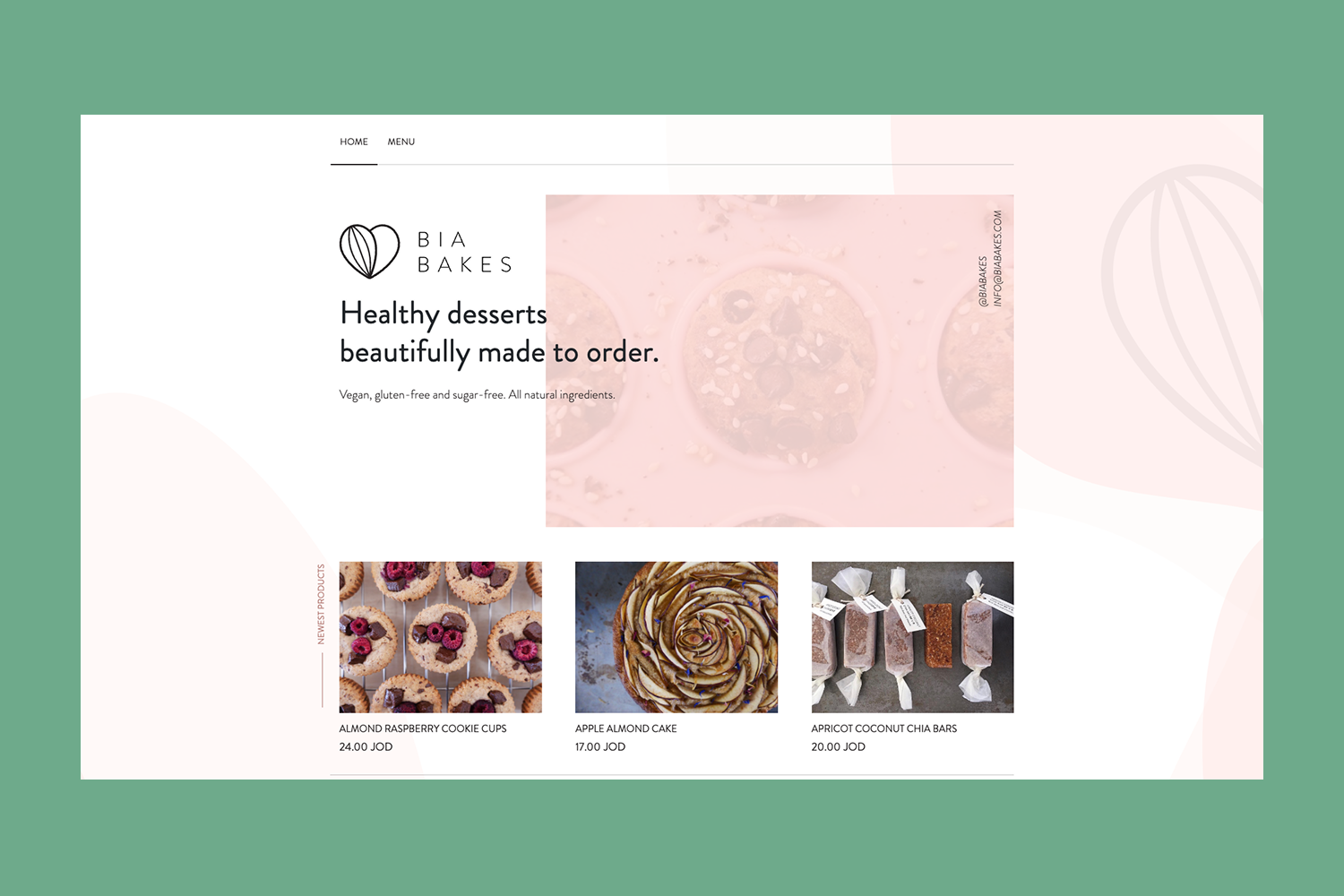 A screenshot of Bia Bakes